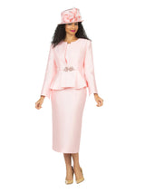 3pc Peplum Silky Twill Skirt Suit - Plus