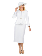 3pc Peplum Silky Twill Skirt Suit - Plus