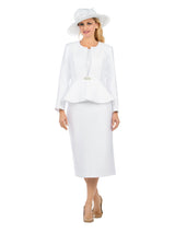 3pc Peplum Silky Twill Skirt Suit - Plus