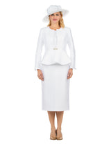 3pc Peplum Silky Twill Skirt Suit