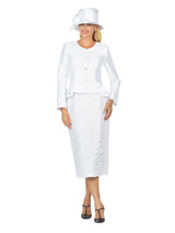 2pc Silky Twill Peplum Jkt & Lace Skt Suit - Plus