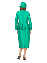 2pc Silky Twill Collarless Jkt + Lace Skirt Suit