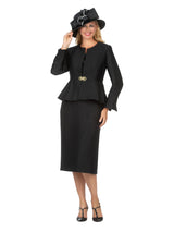 3pc Peplum Brocade Skirt Suit