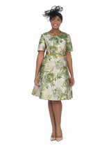 Short Slv Brocade A-line Dress