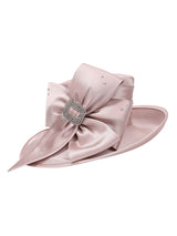 Side-flipped Medium Brim Hat w/ Flower Ribbon