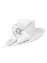 Side-flipped Medium Brim Hat w/ Flower Ribbon