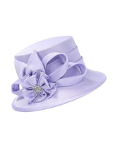 Small Brim Hat w/ Rhinestoned Ribbon Flower