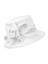 Small Brim Hat w/ Rhinestoned Ribbon Flower