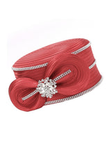 Jeweled Swirl Bow Pillbox Hat with Rhinestone Trim