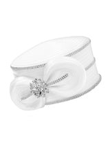 Jeweled Swirl Bow Pillbox Hat with Rhinestone Trim
