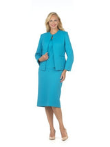 3pc Round Neck Clean Lines Skirt Suit - Plus size