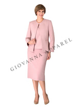 3pc Round Neck Clean Lines Detailed Skirt Suit
