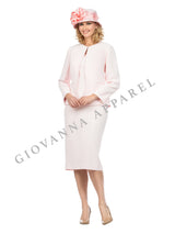 3pc Round Neck Clean Lines Detailed Skirt Suit