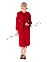 3pc Round Neck Clean Lines Detailed Skirt Suit