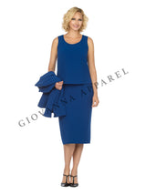 3pc Round Neck Clean Lines Detailed Skirt Suit