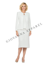 3pc Round Neck Clean Lines Detailed Skirt Suit