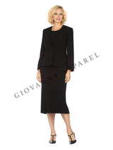 3pc Collarless Clean Lines Detailed Skirt Suit - Plus Size