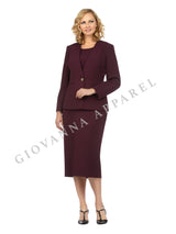 3pc Collarless Clean Lines Detailed Skirt Suit - Plus Size