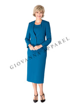 3pc Collarless Clean Lines Detailed Skirt Suit