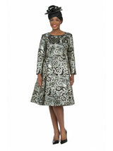 Cropped Slv Brocade A-line Dress