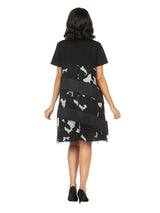 Short Slv Print/Solid Tunic Dress