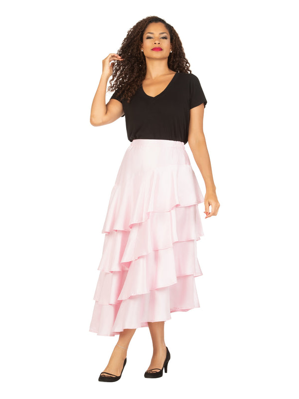 1pc Uneven Sweep Shantung Tiered Skirt-Plus
