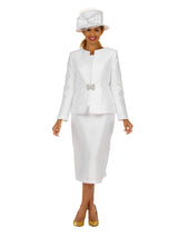 3pc Silky Twl Collarless Peplum Jkt Skt Suit-Plus