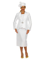 3pc Silky Twl Notch Stoned Collar Skt Suit-Plus