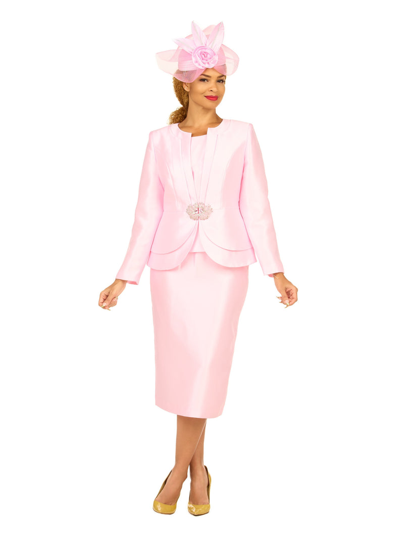 3pc Silky Twl Skt Suit w/ Layered Designs