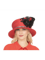 Small Brim 2-tone Embellished Ribbon Hat