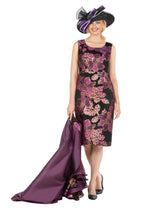 Floral Brocade Dress&Silky Twill Ruffle Coat Set