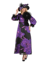 Metallic Brocade A-line Dress w/ Statement Flower