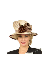 Med Brim 2-tone Ribbon Hat w/ Flower