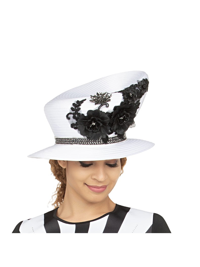 Small Brim 2-tone Embellished Ribbon Hat
