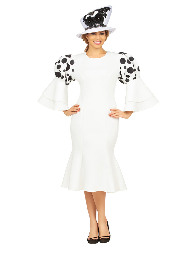 Puff Bell Slv Scuba Dress w/ Mermaid Sweep