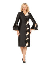 Luxe Twill Dress w/ Contrast Cascade Ruffles-Plus