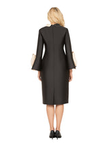 Luxe Twill Dress w/ Contrast Cascade Ruffles-Plus