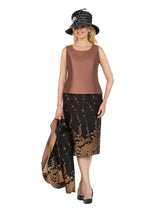 3pc Floral Print Brocade Peplum Jkt Skt Suit-Plus