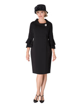 Draped Collar Bell Sleeve Shift Dress-Plus
