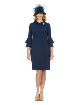 Draped Collar Bell Sleeve Shift Dress-Plus