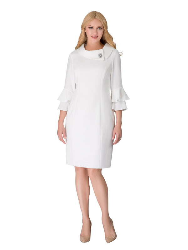 1pc Cowl Neck 3/4 Ruffled Sleeve Dress - Plus Size