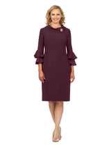 Draped Collar Bell Sleeve Shift Dress-Plus