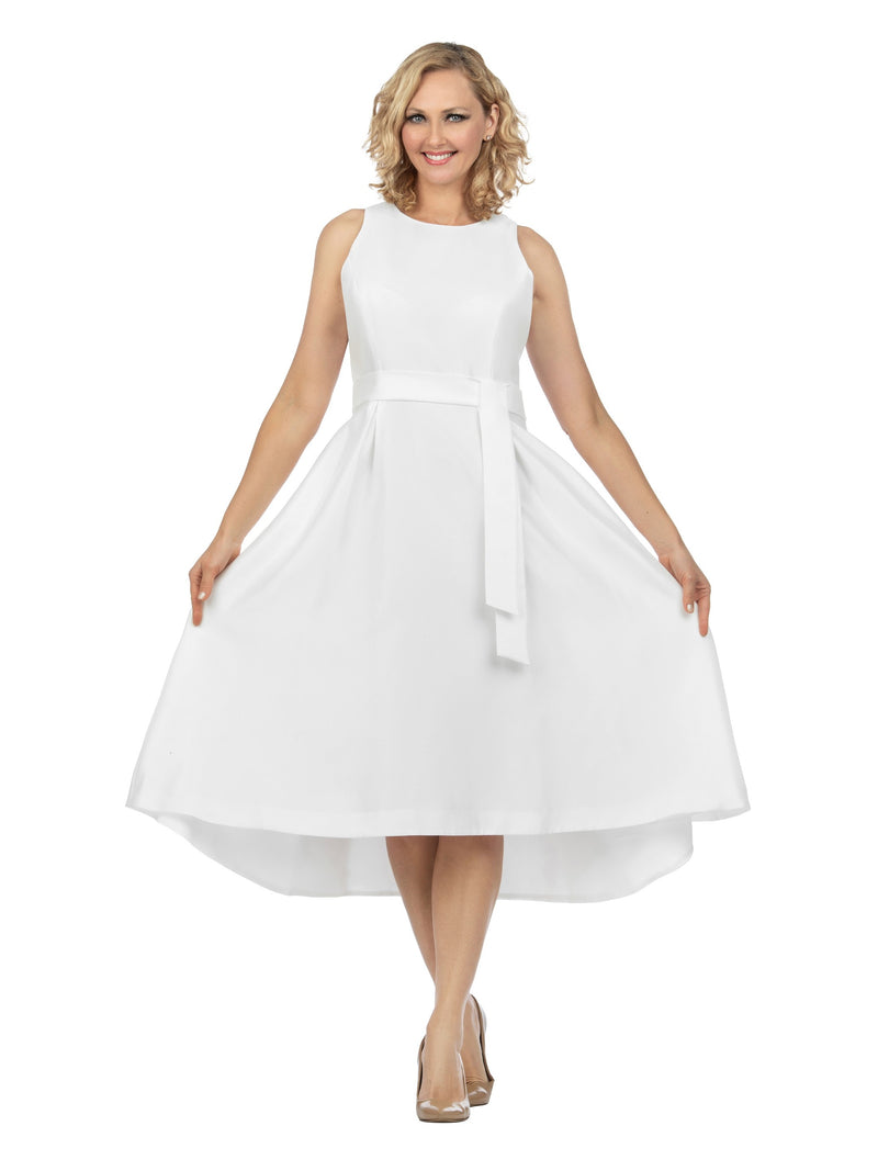 Sleeveless Full Flare Hi-Lo Drs w/ Belt - Plus