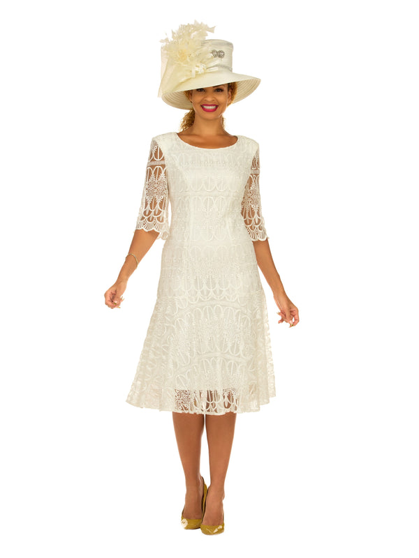 1pc Embroidery Lux Lace Pleated Flare Dress