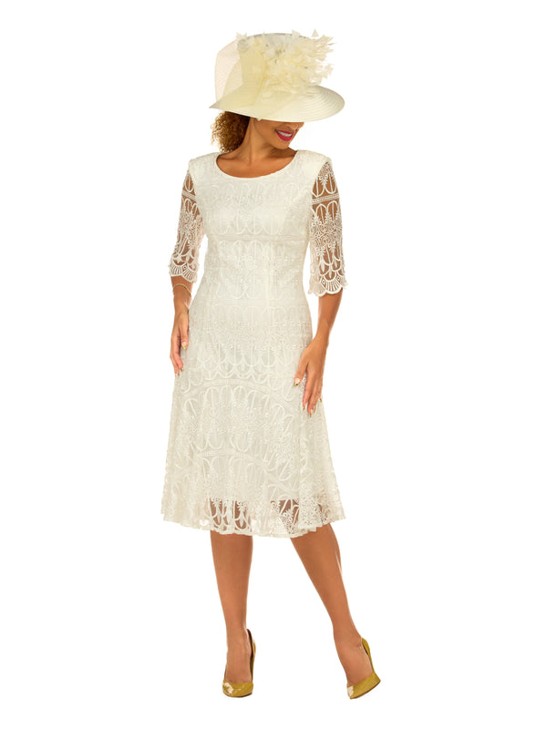 1pc Embroidery Lux Lace Pleated Flare Dress
