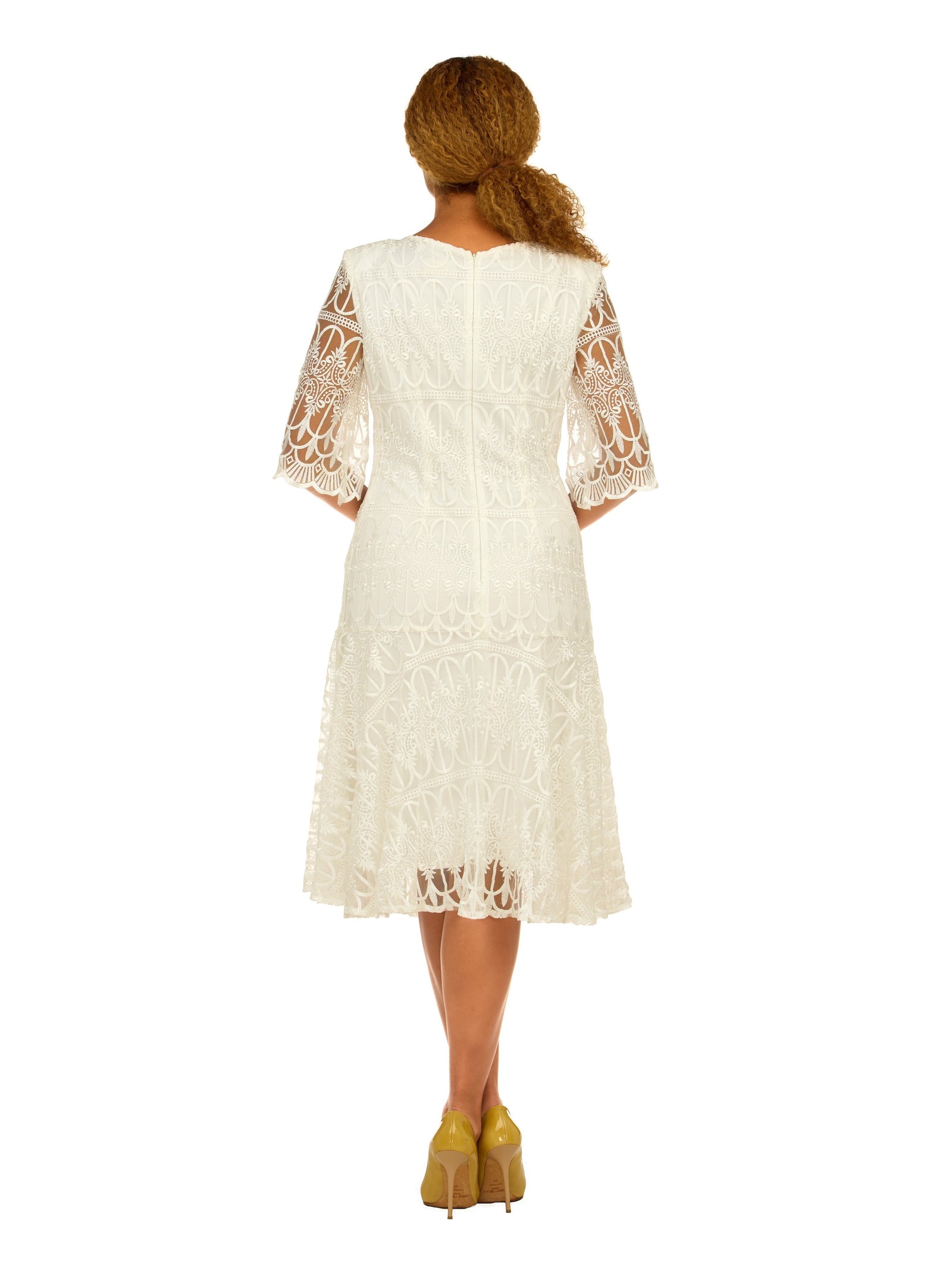 1pc Embroidery Lux Lace Pleated Flare Dress – Giovanna Apparel