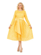Elegant Bloom Eyelet Lace Fit & Flare Belted Dress