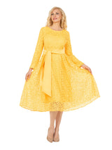 Elegant Bloom Eyelet Lace Fit & Flare Belted Dress