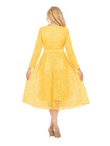 Elegant Bloom Eyelet Lace Fit & Flare Belted Dress