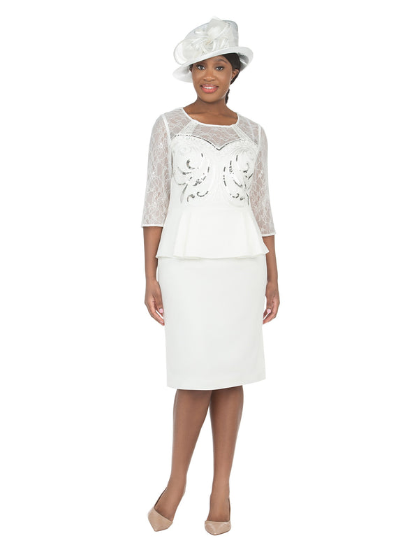 3/4 Slv Shift Drs w/ Peplum Waist and Sequins-Plus